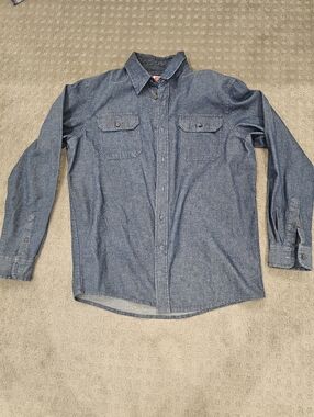 Wrangler Men's Denim Button-Down Shirt in Blue